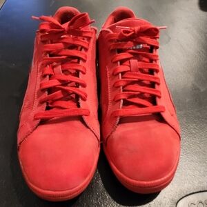 Mens Red Puma Shoes Suede Leather Mono Red Size 12 Pre Owned